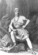 Lev Ivanov costumed as Solor for Act I of "La Bayadere". St. Petersburg, 1877. Bayadere -Warrior Solor -Lev Ivanov -1877.JPG