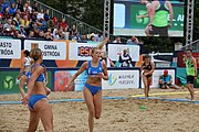 Deutsch: Beachhandball Europameisterschaften 2019 (Beach handball Euro); Tag 6: 7. Juli 2019 – Spiel um Platz Drei, Frauen, Kroatien-Niederlande 0:2 (14:23, 20:22) English: Beach handball Euro; Day 6: 7 July 2019 – Women's Bronze Medal Match – Croatia-Netherlands 0:2 (14:23, 20:22)