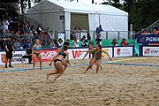 Deutsch: Beachhandball Europameisterschaften 2019 (Beach handball Euro); Tag 6: 7. Juli 2019 – Frauenfinale, Dänemark-Ungarn 2:0 (18:12, 23:22) English: Beach handball Euro; Day 6: 7 July 2019 – Women's Final – Denmark-Hungary 2:0 (18:12, 23:22)