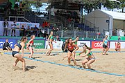 Deutsch: Beachhandball Europameisterschaften 2019 (Beach handball Euro); Tag 2: 3. Juli 2019 – Frauen, Vorrunde Gruppe D, Ukraine-Deutschland 2:0 (23:22, 32:24) English: Beach handball Euro; Day 2: 3 July 2019 – Women Preliminary Round Group D – Ukraine-Germany 2:0 (23:22, 32:24)