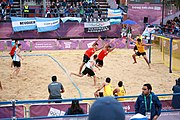 Deutsch: Beachhandball bei den Olympischen Jugendspielen 2018; Tag 5, 10. November 2018; Jungen, Hauptrunde - Thailand-Argentinien 2:1 English: Beach handball at the 2018 Summer Youth Olympics at 11 October 2018 – Boys Main Round – Thailand-Argentina 2:1