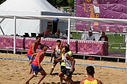 Deutsch: Beachhandball bei den Olympischen Jugendspielen 2018; Tag 3, 9. Oktober 2018; Jungs, Vorrunde, Gruppe A - Chinese Taipei (Taiwan)-Spanien 0:2 English: Beach handball at the 2018 Summer Youth Olympics at 9 October 2018 – Girls Preliminary Round Group A‎ – Chinese Taipei-Spain 0:2