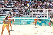 Deutsch: Beachvolleyball bei den Olympischen Jugendspielen 2018; Tag 9, 15. Oktober 2018; Mädchen, Viertelfinale: Puerto Rico-Russland 0–2 (12–21/10–21) English: Beach volleyball at the 2018 Summer Youth Olympics at 15 October 2018 – Girls Quarterfinals: Puerto Rico-Russia 0–2 (12–21/10–21)