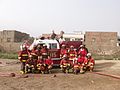 Bomberos luego de un entrenamiento