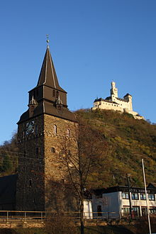 St Barbara with the Marksburg above town