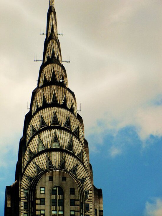 Chrysler Building, with its unique stainless-steel top, is located at Lexington Avenue and 42nd Street.