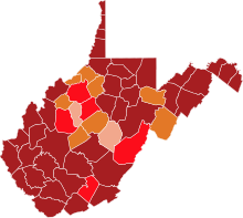 COVID-19 Di West Virginia Peta Kabupaten.svg