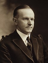 Black-and-white photographic portrait of Calvin Coolidge