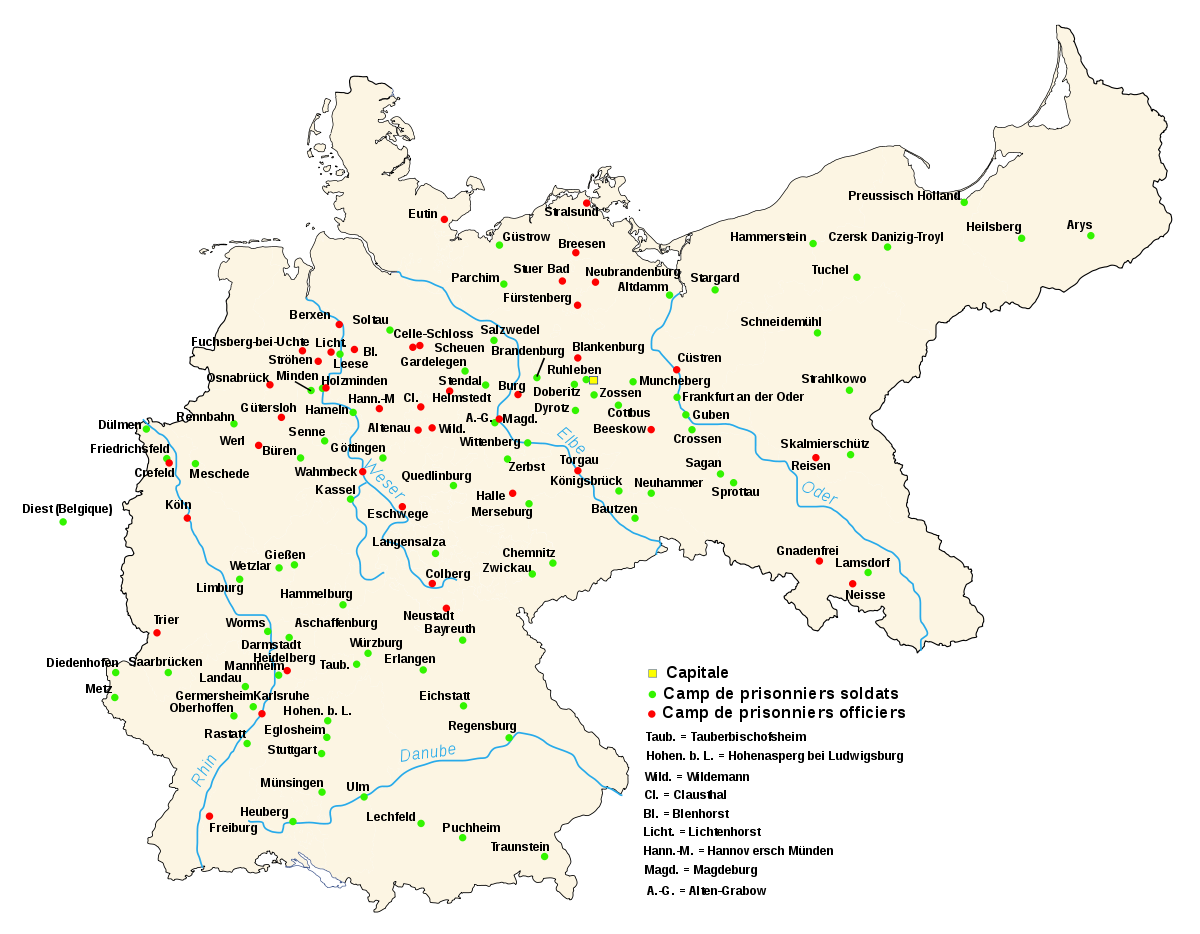 Map of Prisoner Of War Camps WW2 Germany Poland Austria 