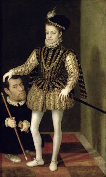 Charles Emmanuel as a boy with dwarf, portrait by Giacomo Vighi, c. 1572