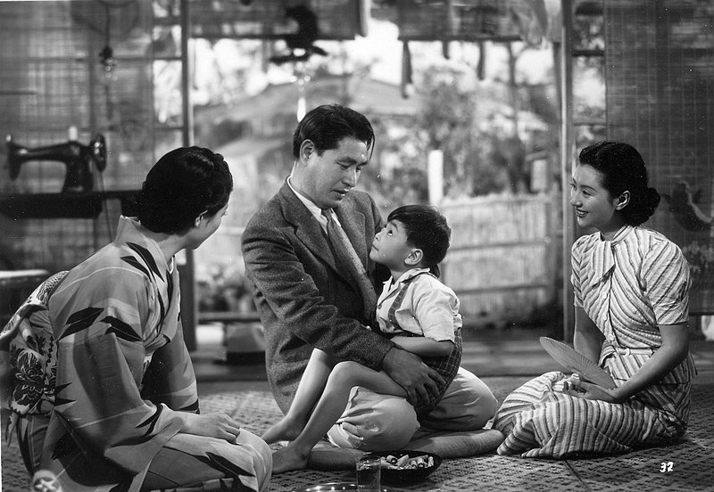 File:Chikage Awashima, Shin Saburi, Kōji Shitara and Keiko Tsushima in Nami, 1952.jpg