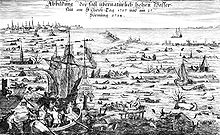 The Christmas flood of 1717 was the result of a northwesterly storm that resulted in the death of thousands. Christmas flood 1717.jpg