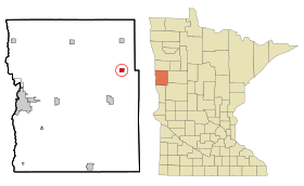 Clay County Minnesota Incorporated and Unincorporated areas Hitterdal Highlighted.svg