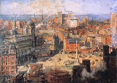 Colin Campbell Cooper's 1909 impressionist painting Columbus Circle, now part of the Allentown Art Museum collection in Allentown, Pennsylvania Colin Campbell Cooper - Columbus Circle.JPG