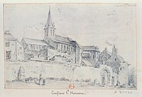 The church of Sainte-Honorine. Conflans-Sainte-Honorine. Conflans-Sainte-Honorine dessin eglise.jpg