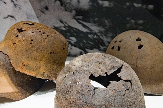 Helmets World War II in War museum Bastogne