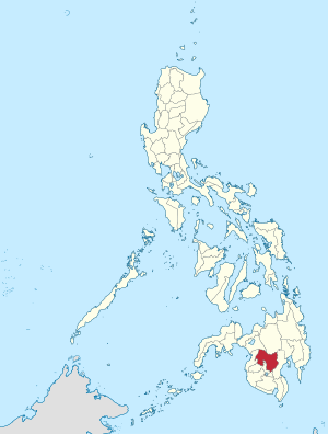 Bản đồ của Philippines với Cotabato được bôi đỏ