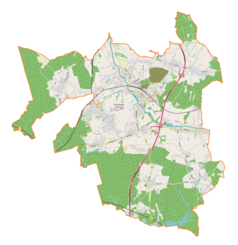 Mapa konturowa gminy Czerwionka-Leszczyny, na dole po prawej znajduje się punkt z opisem „Jesionka”