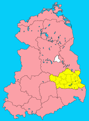Distrito de Cottbus en el mapa