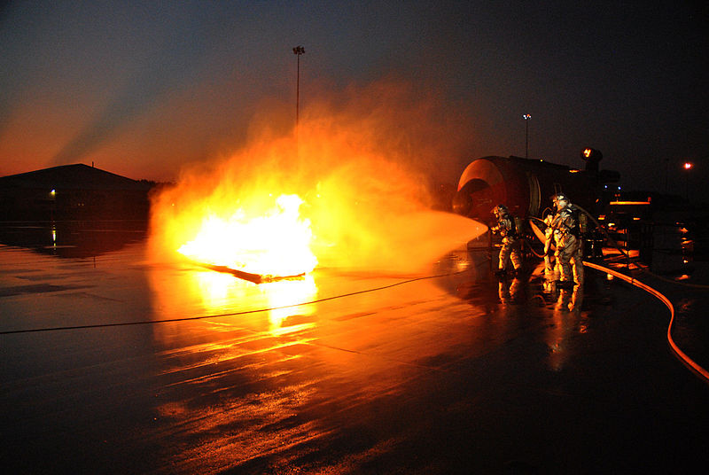 File:Defense.gov News Photo 110902-F-ZZ999-017 - Firefighters from the Selfridge Air National Guard Base Mich. fire department work to extinguish a fire during a training exercise on Sept. 2.jpg