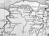 Detail kaart 'Katholiek Suriname' met links de Coppename-rivier, door een redemptorist, datum onbekend.