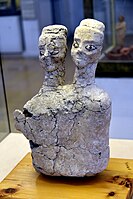 Double-headed statue from Ain Ghazal, Amman, Jordan Archaeological Museum.jpg