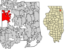 DuPage County Illinois Incorporated and Unincorporated areas West Chicago Highlighted.svg