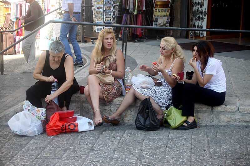 File:Eating women in Jerusalem.jpg