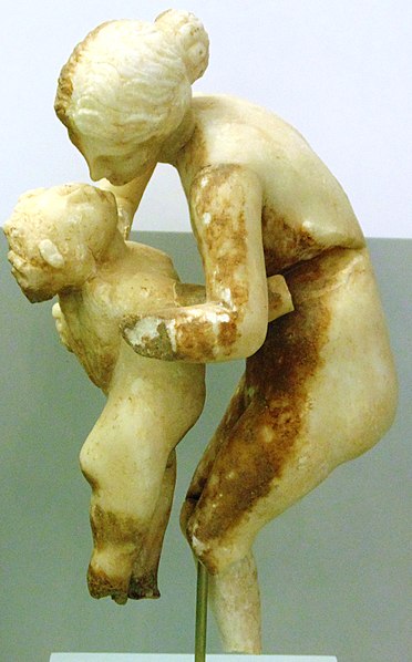 Statuette of Eros with his mother Aphrodite, 2nd-1st cent. BC, Eretria.