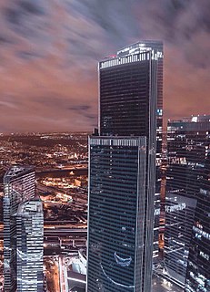 Eurasia (skyscraper) 308.9 meters (1,013 ft) supertall skyscraper located on plot 12 MIBC in Moscow, Russia