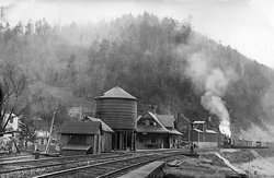 Railroad station in Falls, 1910
