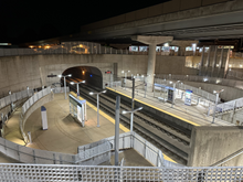 Forsyth platforms in 2023 Forsyth Station STL Night 2023.png