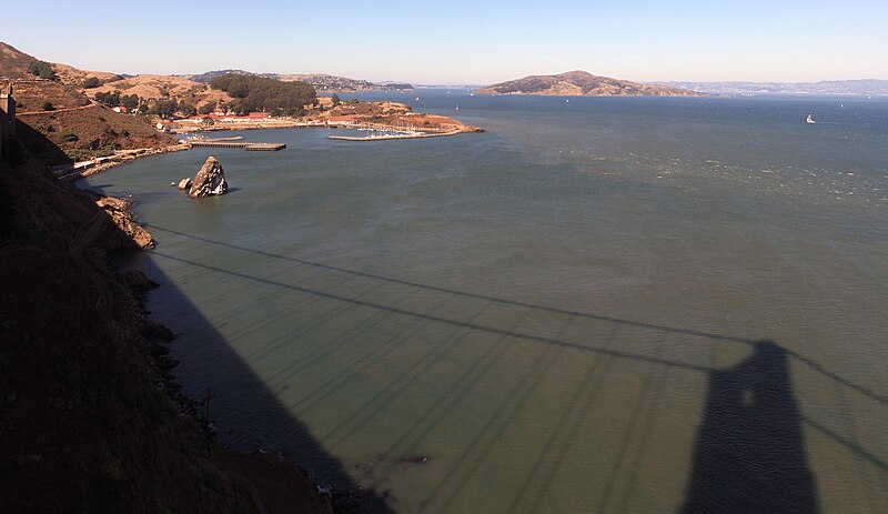 File:Fort Baker with shadow of Golden Gate Bridge.jpg