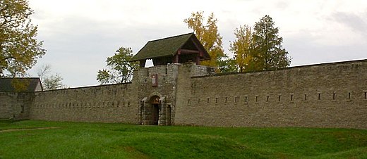 Reconstructed curtain and gatehouse of Fort de Chartres