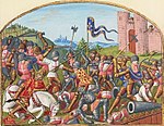 Painting depicting the Battle of Castillon Francais 5054, fol. 229v, Bataille de Castillon 1453 - detail.jpg