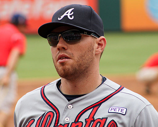 Freddie Freeman Braves versus Rangers in TX Sept 2014