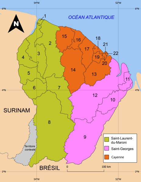 File:French Guiana Arrondissements and Communes.png