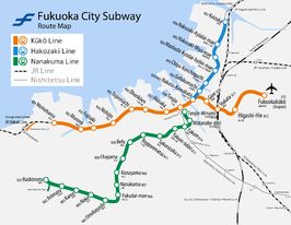 Metrokaart van Fukuoka
