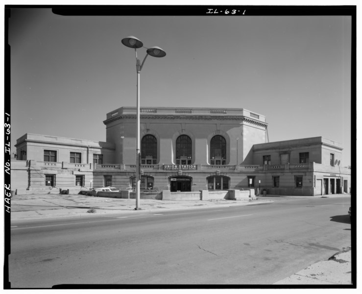 File:GENERAL VIEW OF STATION - Union Station, 50 East Jefferson Street, Joliet, Will County, IL HAER ILL, 99-JOL, 2-1.tif