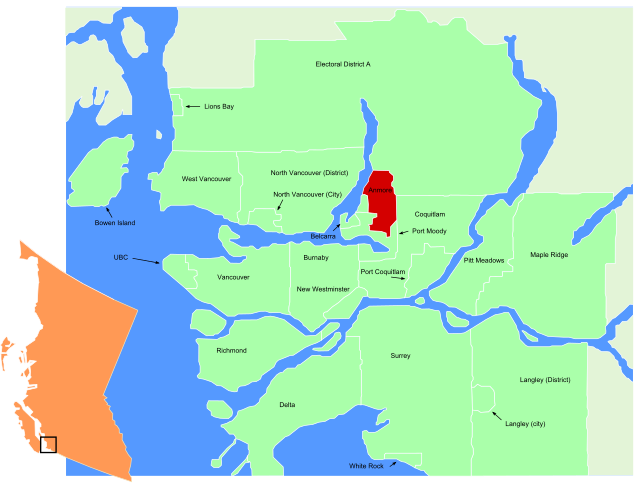 Lage in der Region Metro Vancouver