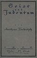 Titelbild des Buches "Geist und Judentum" (1919).