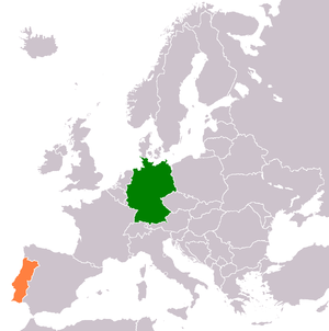Mapa indicando localização da Alemanha e da Portugal.