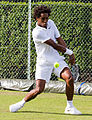 competing in the first round of the 2015 Wimbledon Qualifying Tournament at the Bank of England Sports Grounds in Roehampton, England. The winners of three rounds of competition qualify for the main draw of Wimbledon the following week.