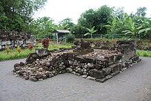 The statue of Nandi bull, the vehicle of Shiva inside central perwara temple Gunung Wukir Canggal Perwara Temple Nandi Bull.jpg