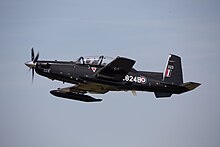 T6 Texan-II, used under the UKMFTS contract. Hawker Beechcraft T-6C Texan II N2824B (35871033230).jpg