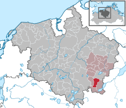 Elhelyezkedése Mecklenburg-Elő-Pomeránia térképén