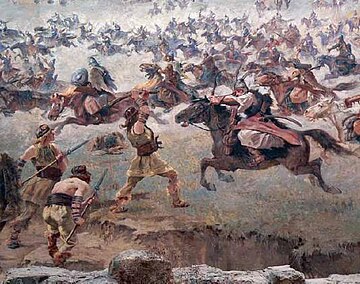 Hungarian warriors (oil on canvas)
