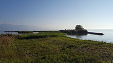 île aux oiseaux vom Ufer aus gesehen