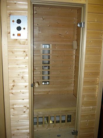 The interior of an infrared sauna.