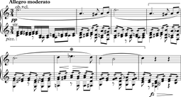 Istrian scale in Schubert's Symphony No. 8 in B minor (1922), 1st mvt., bars 13-20 (Play); flat fifth marked with asterisk Istrian scale Schubert Symphony No. 8 in B minor (1922), 1st mvt., bars 13-20.png